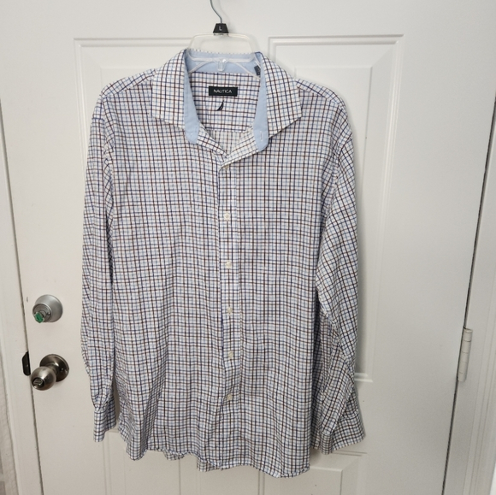 NAUTICA Blues‎ and Plum Long Sleeve Shirt Size Large